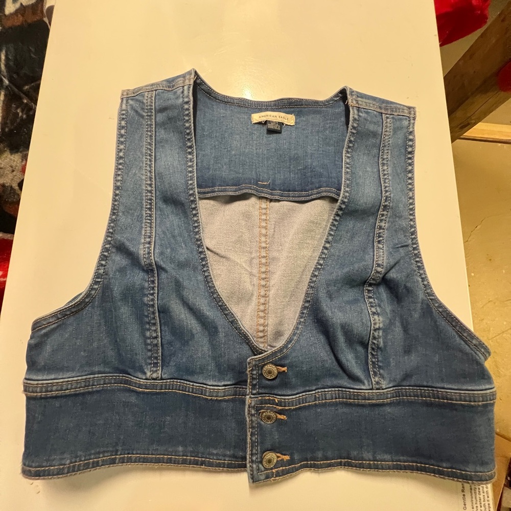 American Eagle Outfitters Jean Sleeveless Bustier Crop Top